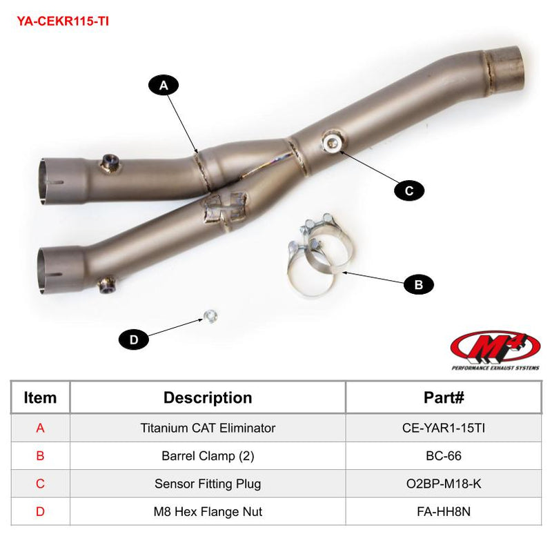 M4 Titanium CAT Eliminator Link Pipe '15-'24 Yamaha R1
