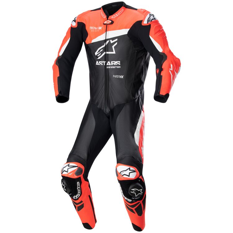 Mono de cuero ALPINESTARS GP Plus v4 - Negro/rojo fluorescente/blanco