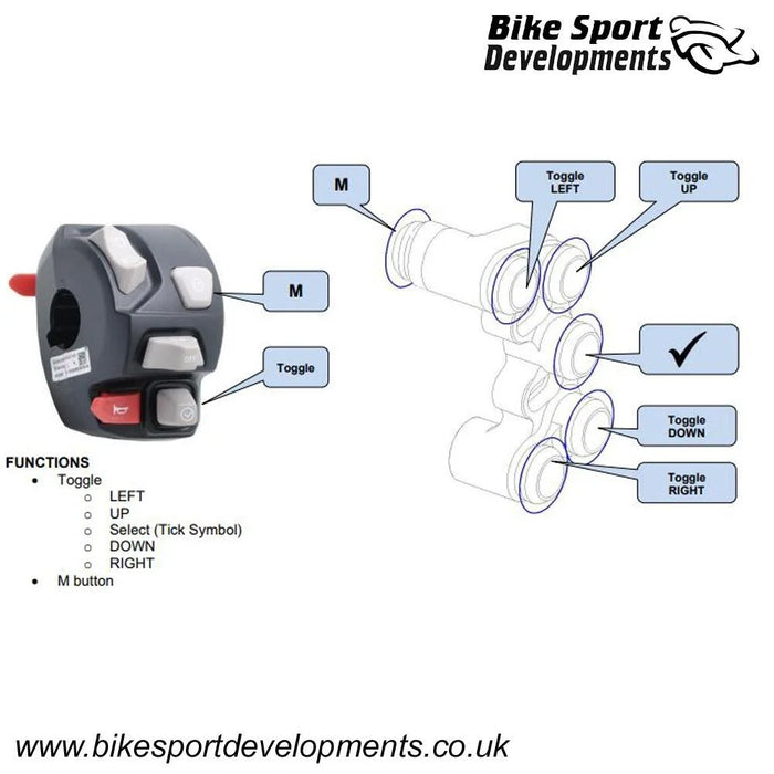 Triumph 765 - 2017 onward - 6 function - Up, Down, Left, Right, Select, M functions