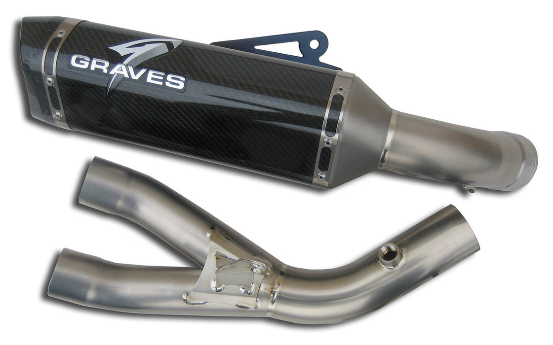 Graves '15-'24 Yamaha R1 Cat Eliminator Titanium/Carbon Exhaust