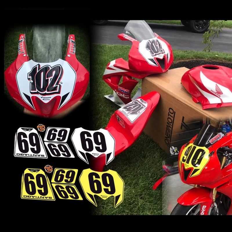 Trackday / Race Number Plates 4 Piece Kits '07 -'12 Honda CBR 600RR