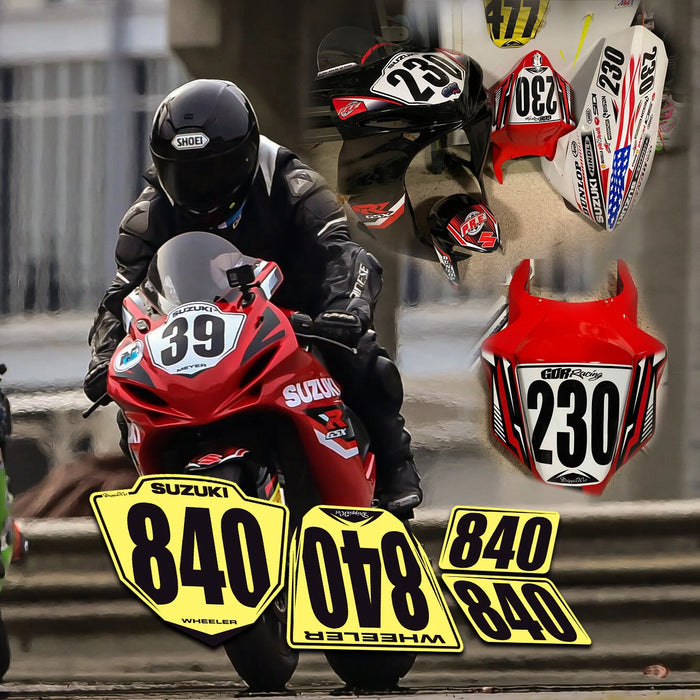 Trackday / Race Number Plates 4 Piece Kits '08 - '24 Suzuki GSXR 600/750