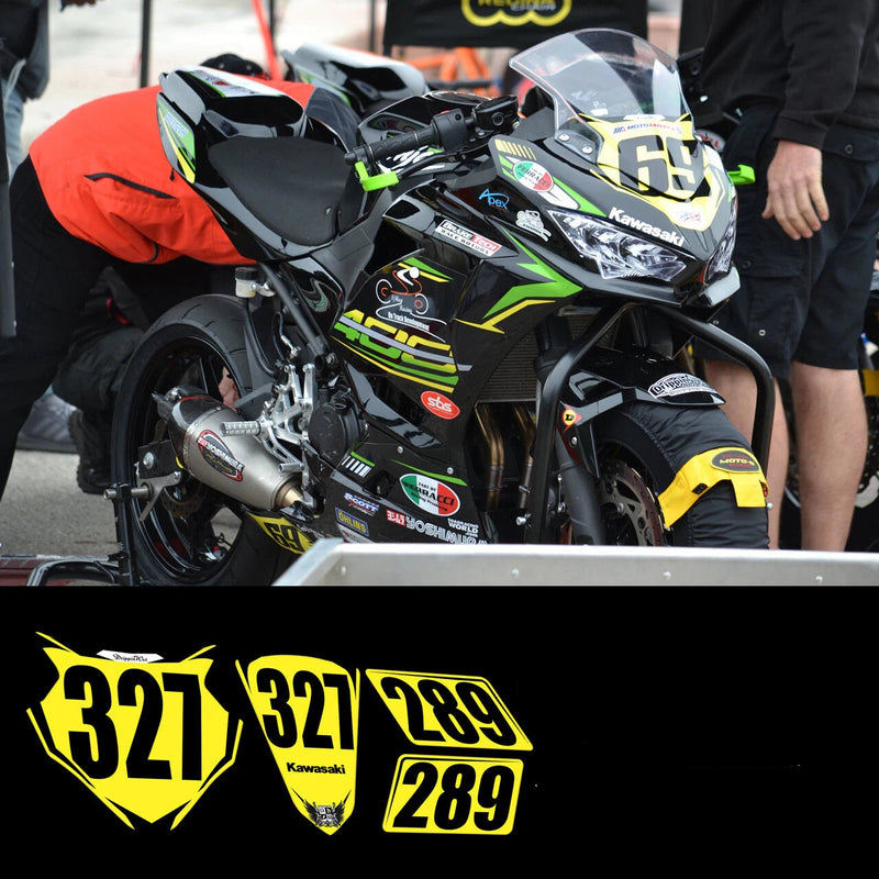 Trackday / Race Number Plates 4 Piece Kits '18-'25 Kawasaki Ninja 400