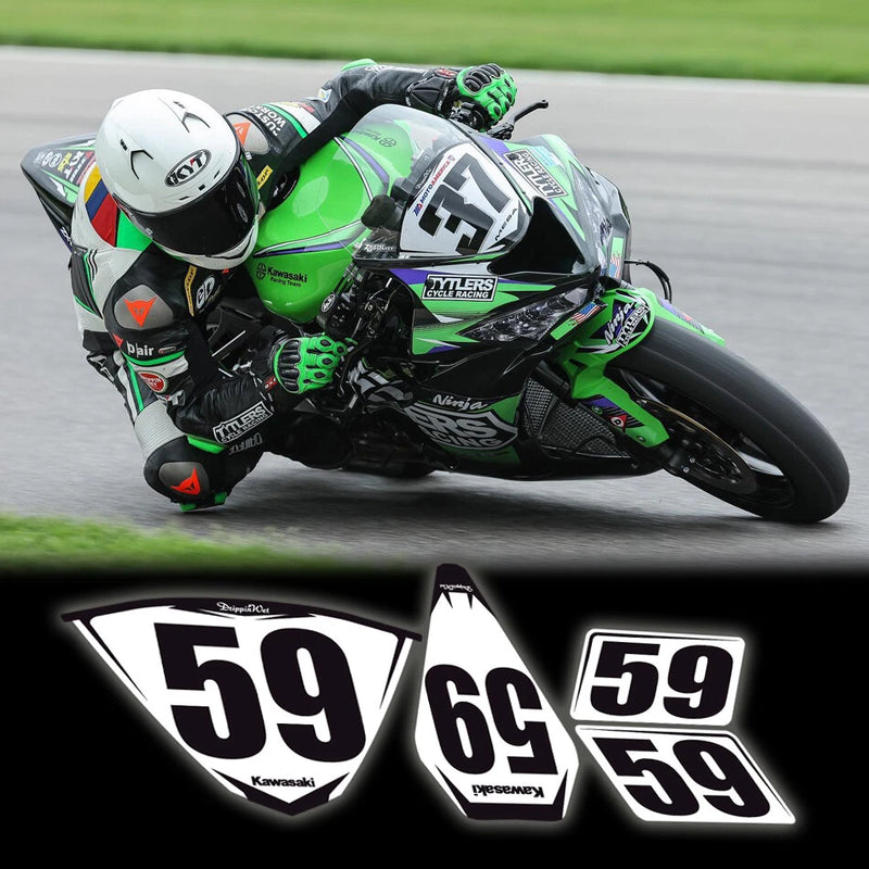 Trackday / Race Number Plates 4 Piece Kits '19-'25 Kawasaki ZX6R