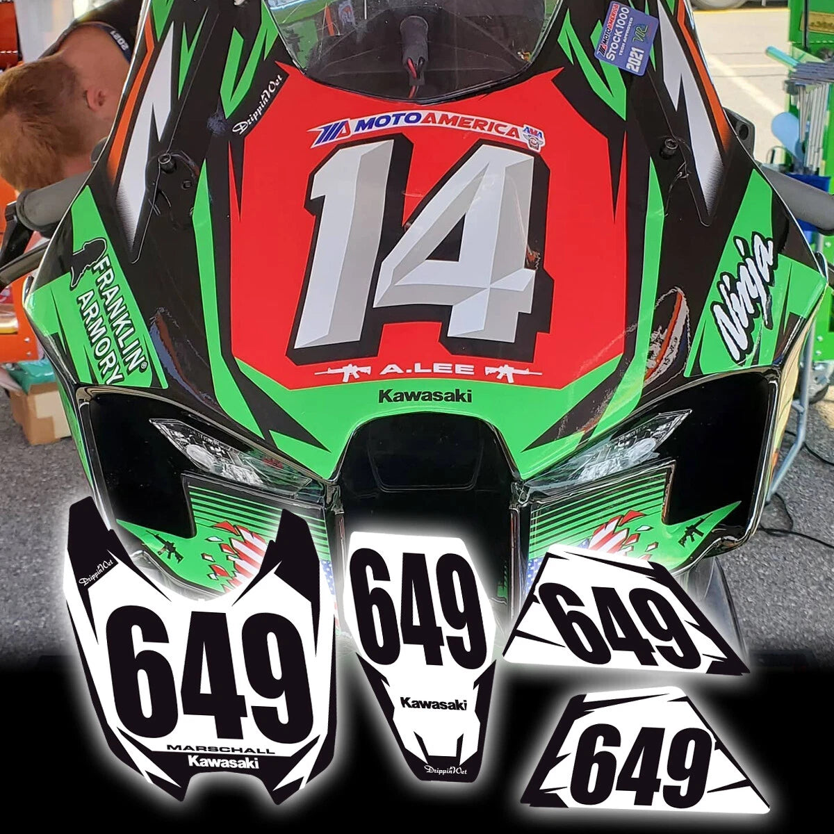 Trackday / Race Number Plates 4 Piece Kits '21 -'26 Kawasaki ZX10R