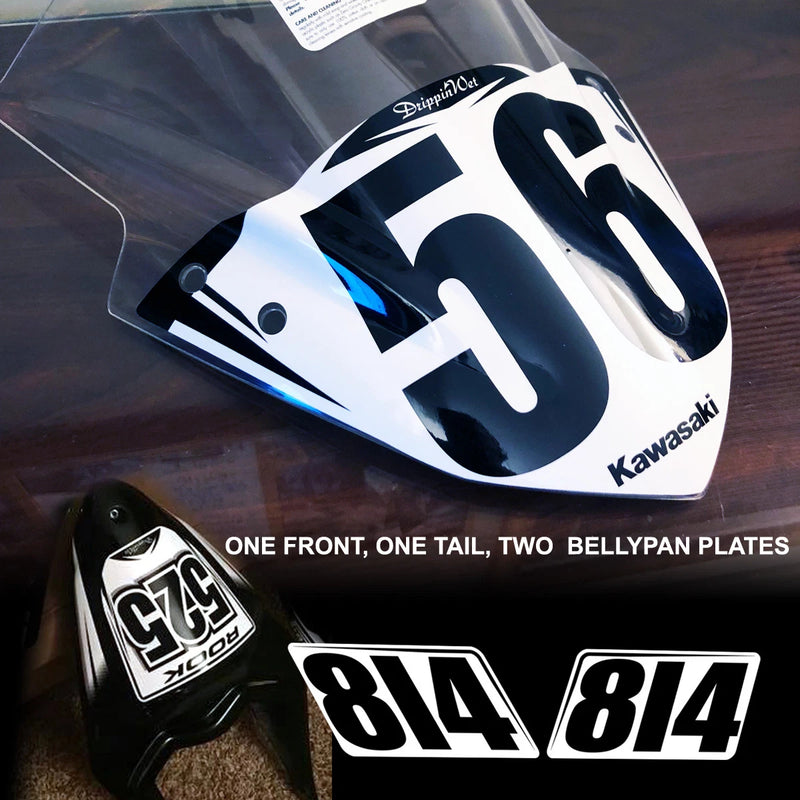 Trackday / Race Number Plates 4 Piece Kits '13 -'17 Kawasaki Ninja 300