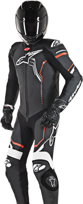 ALPINESTARS GP Plus v2 1-Piece Leather Suit - Black/Red Fluorescent - US 44 / EU 54