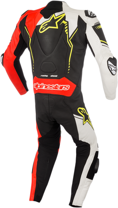 ALPINESTARS GP Plus v2 1-Piece Leather Suit - Black/White/Red Fluorescent/Yellow Fluorescent