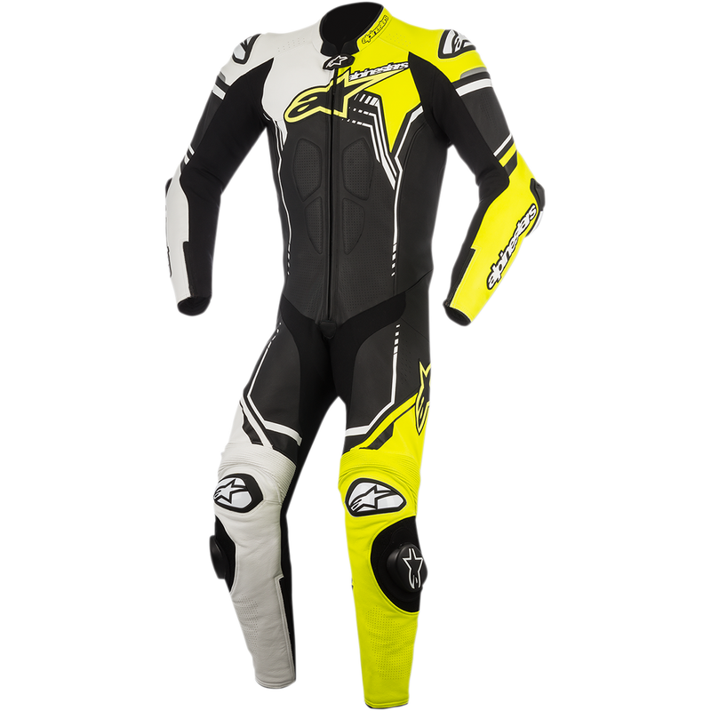 ALPINESTARS GP Plus v2 1-Piece Leather Suit - Black/White/Yellow Fluorescent