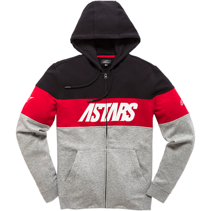 Sudadera con capucha y cremallera Grupo de ALPINESTARS, color negro y gris jaspeado, talla grande 1210533001028L