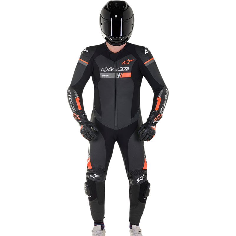 ALPINESTARS GP Force Chaser 1-Piece Leather Suit - Black/Red Fluorescent