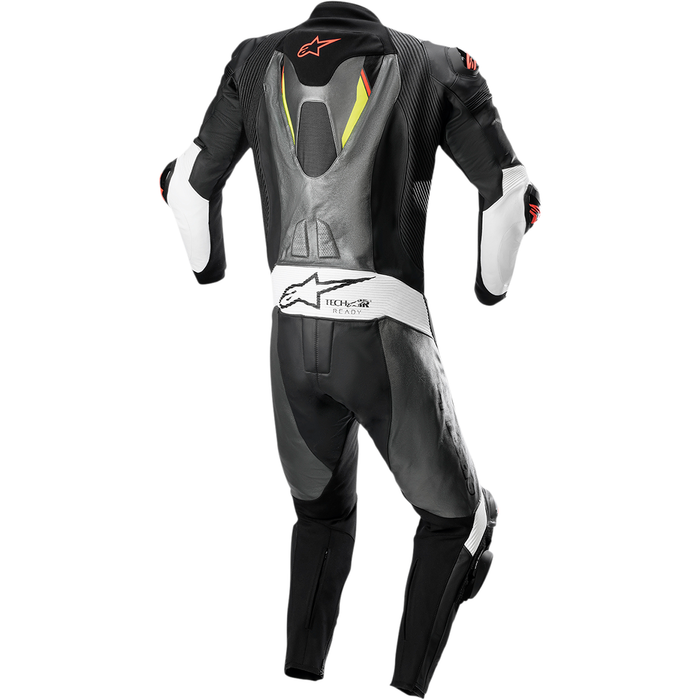 Traje de una pieza ALPINESTARS Missile Ignition v2: gris metalizado, negro, amarillo y rojo fluorescente