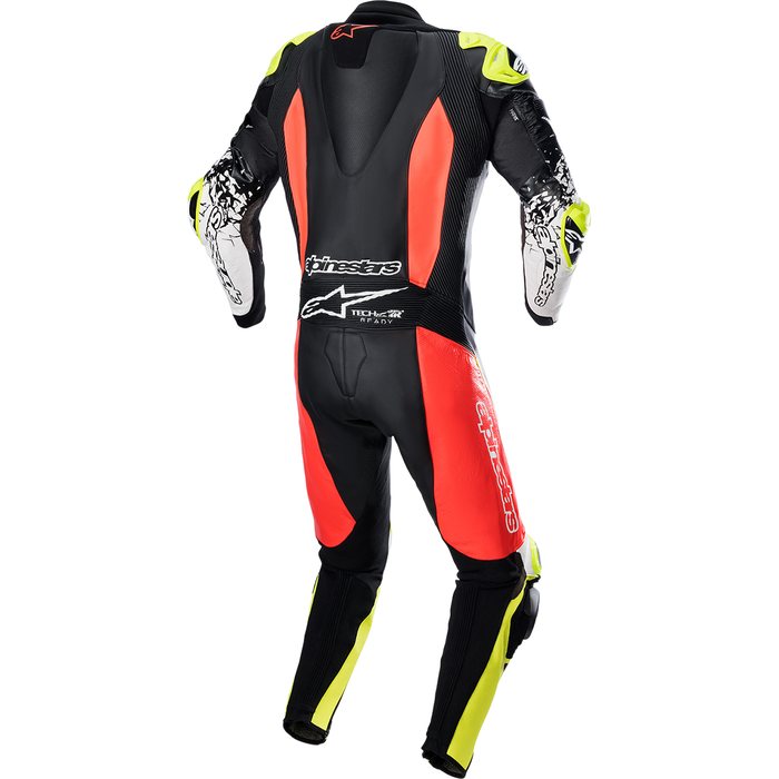 Traje técnico ALPINESTARS GP v4: negro/rojo fluorescente/amarillo fluorescente