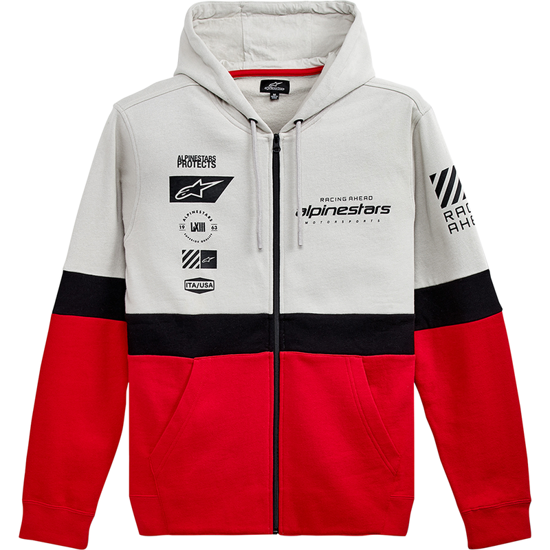 Sudadera con capucha y cremallera Position de ALPINESTARS: plata, negro y rojo, talla 2XL 12125302210962X
