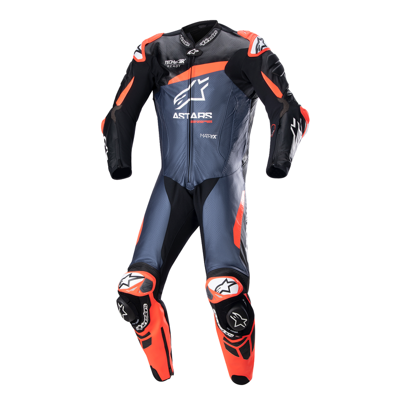 ALPINESTARS GP Plus v4 Leather Suit - Black/Red Fluo/Blue