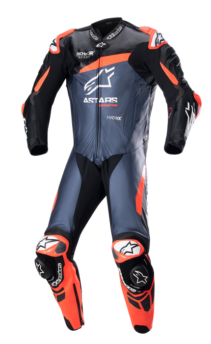 ALPINESTARS GP Plus v4 Leather Suit - Black/Red Fluo/Blue