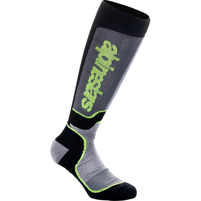 Calcetines ALPINESTARS MX Plus - Negro/Gris/Amarillo - Mediano 4702324-175-M