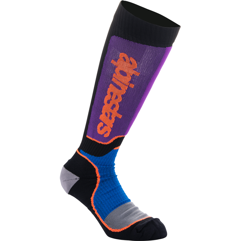Calcetines MX Plus para jóvenes de ALPINESTARS, color negro, morado, azul y naranja, talla mediana y grande, 4742324-1246-ML
