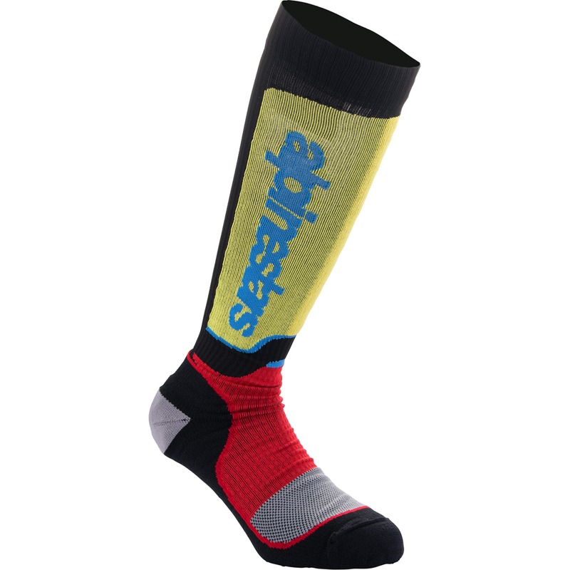 Calcetines MX Plus para jóvenes de ALPINESTARS, negro, blanco, amarillo y azul, talla mediana y grande, 4742324-1212-ML