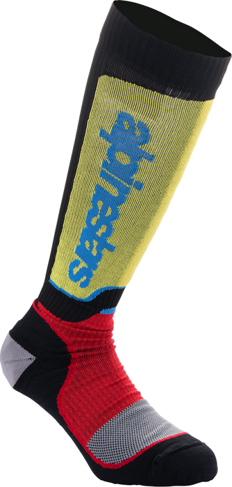 ALPINESTARS Youth MX Plus Socks - Black/White/Yellow/Blue - Medium/Large 4742324-1212-ML