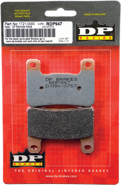 DP BRAKES RDP Racing Brake Pads - Kawasaki H2-Z900-Z1000-ZX10R / Suzuki GSXR-GSX-VZR-ZLR (SEE FITMENT BELOW)