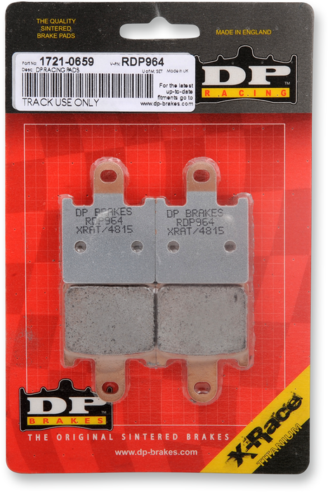 DP BRAKES RDP Racing Brake Pads -  '06-'21 KAWASAKI ZX-14R/ '07-'21 Concours1400/ '07-'12 ZX6R/ '07-'08 Z1000 (SEE FITMENT BELOW)